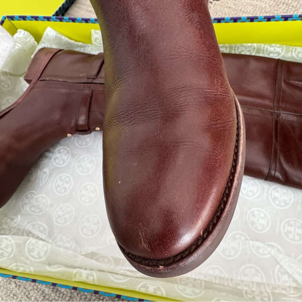 Tory Burch Chestnut Leather Knee-High Boots - Picture 16 of 16